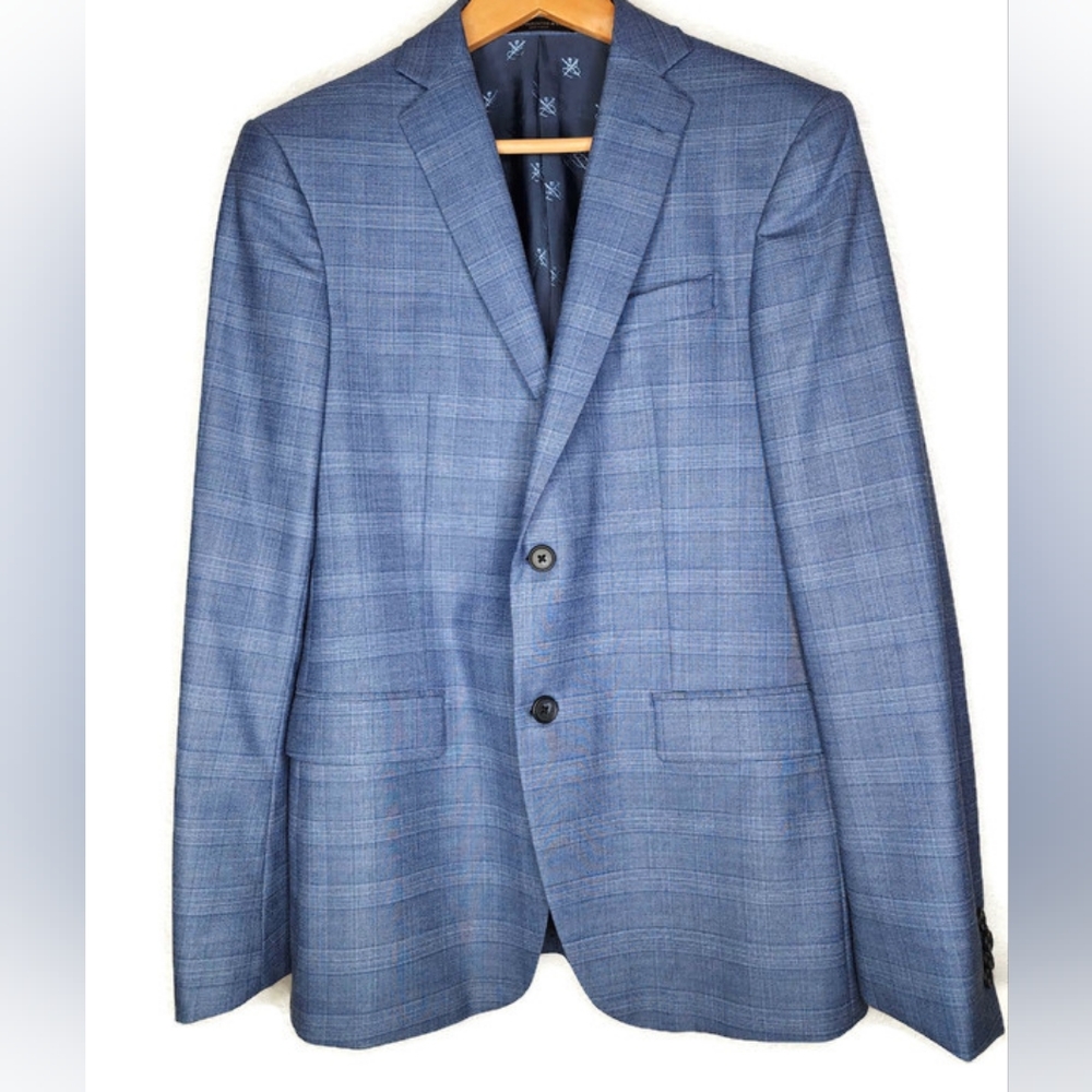 John Varvatos Bleecker Tonal Plaid Slim Fit Suit Jacket Size 38R - Picture 2 of 7